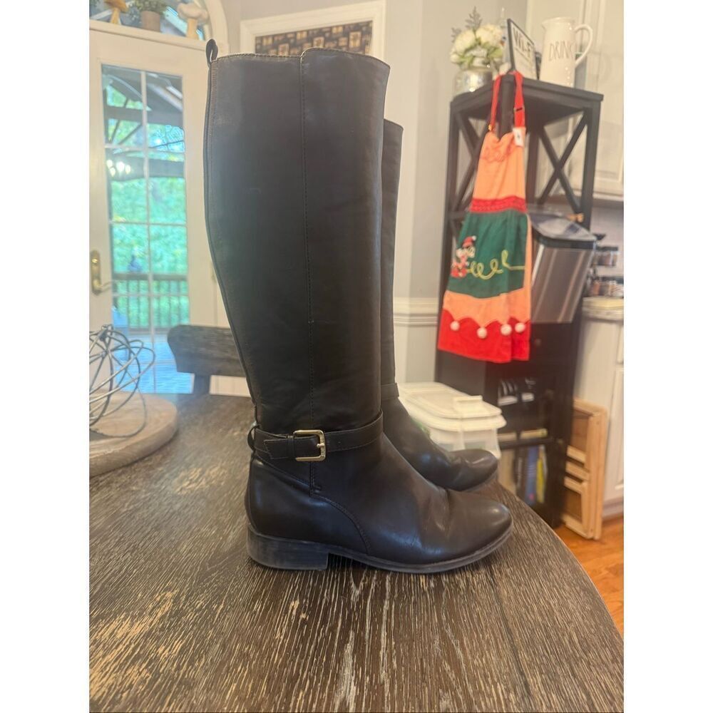 Nine West Brown Stretch Calf Riding Boots sz 8